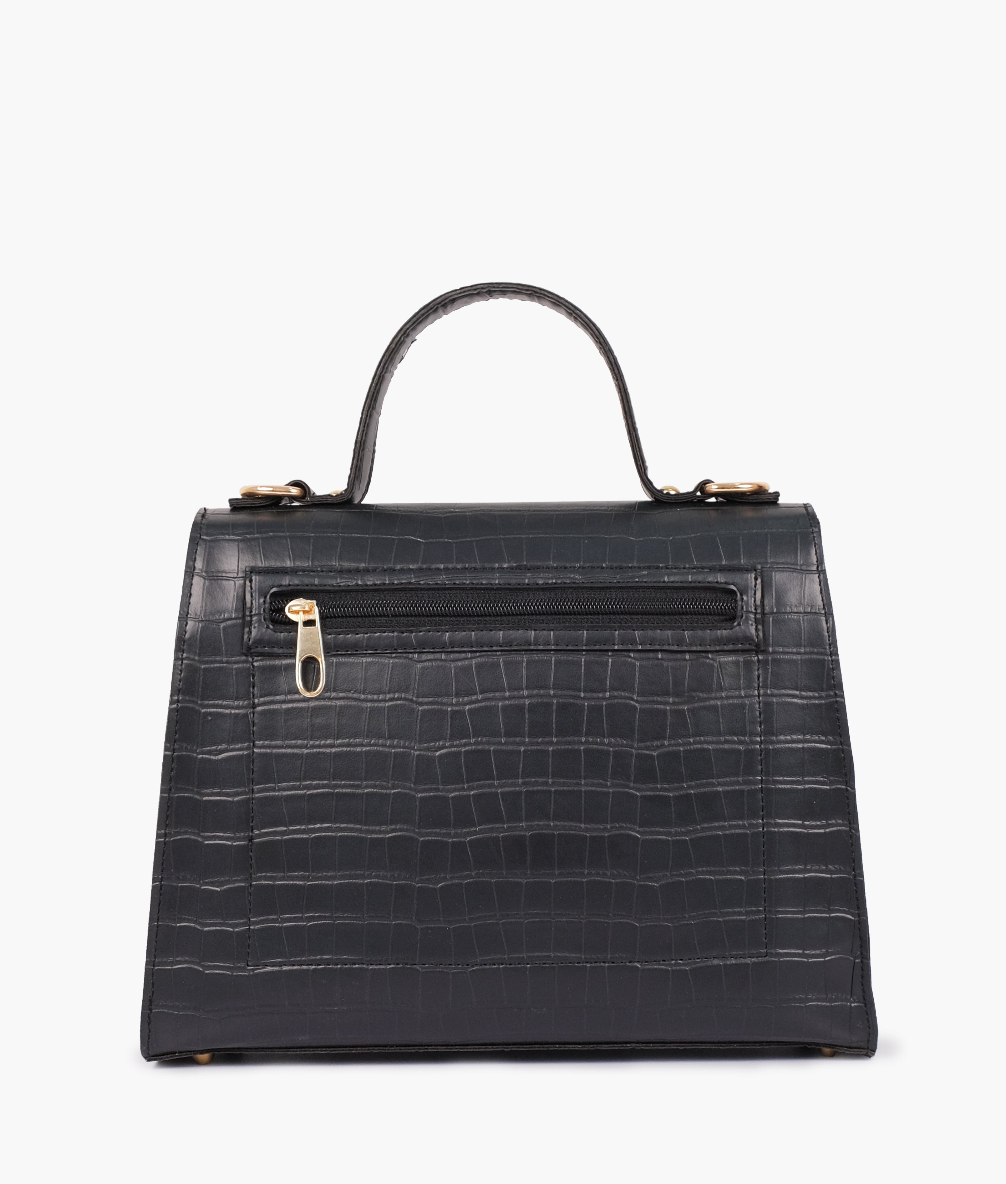 RTW Creation - Black top-handle crocodile mini bag