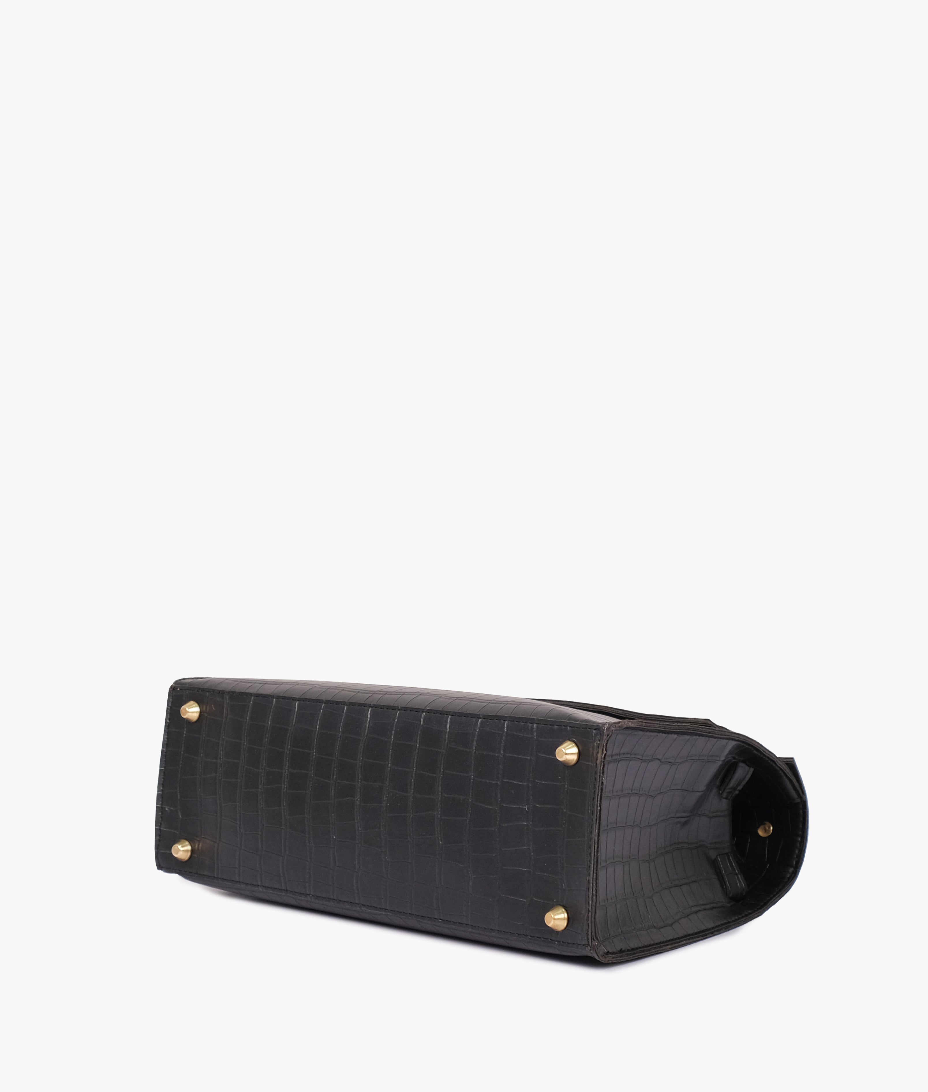 RTW Creation - Black top-handle crocodile mini bag