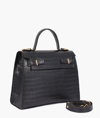 RTW Creation - Black top-handle crocodile mini bag