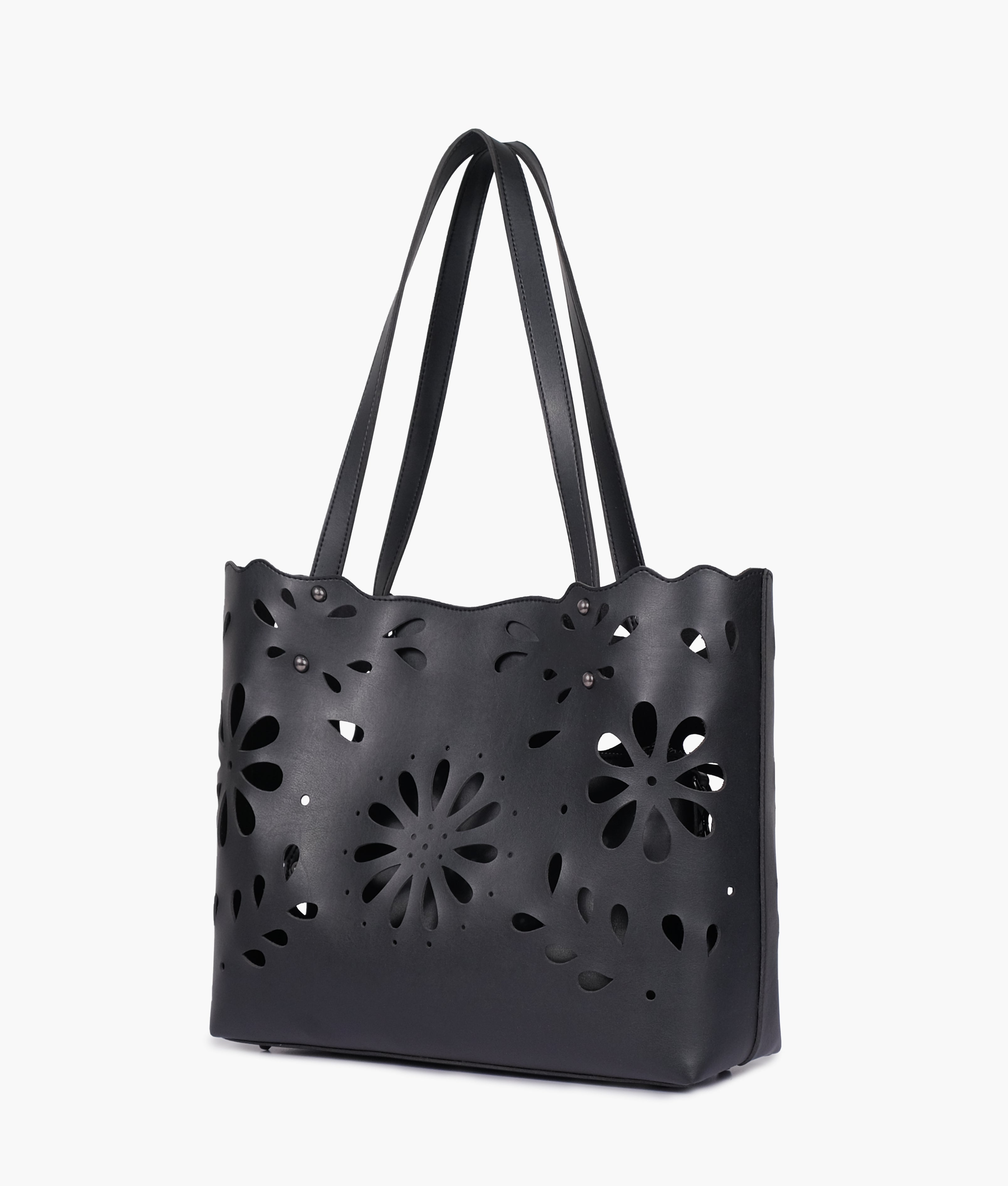RTW Creation - Black two-piece floral tote