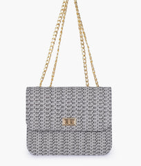 RTW Creation - Black woven chain cross-body bag
