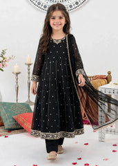 Modest Girls 3 Piece Black Crinkle Embroidered Suit Suit-11370-Blk