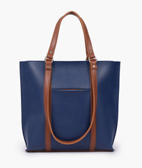RTW Creation - Blue and brown double-handle tote bag