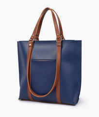 RTW Creation - Blue and brown double-handle tote bag