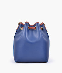 RTW Creation - Blue and rust bucket bag with zipper pocket
