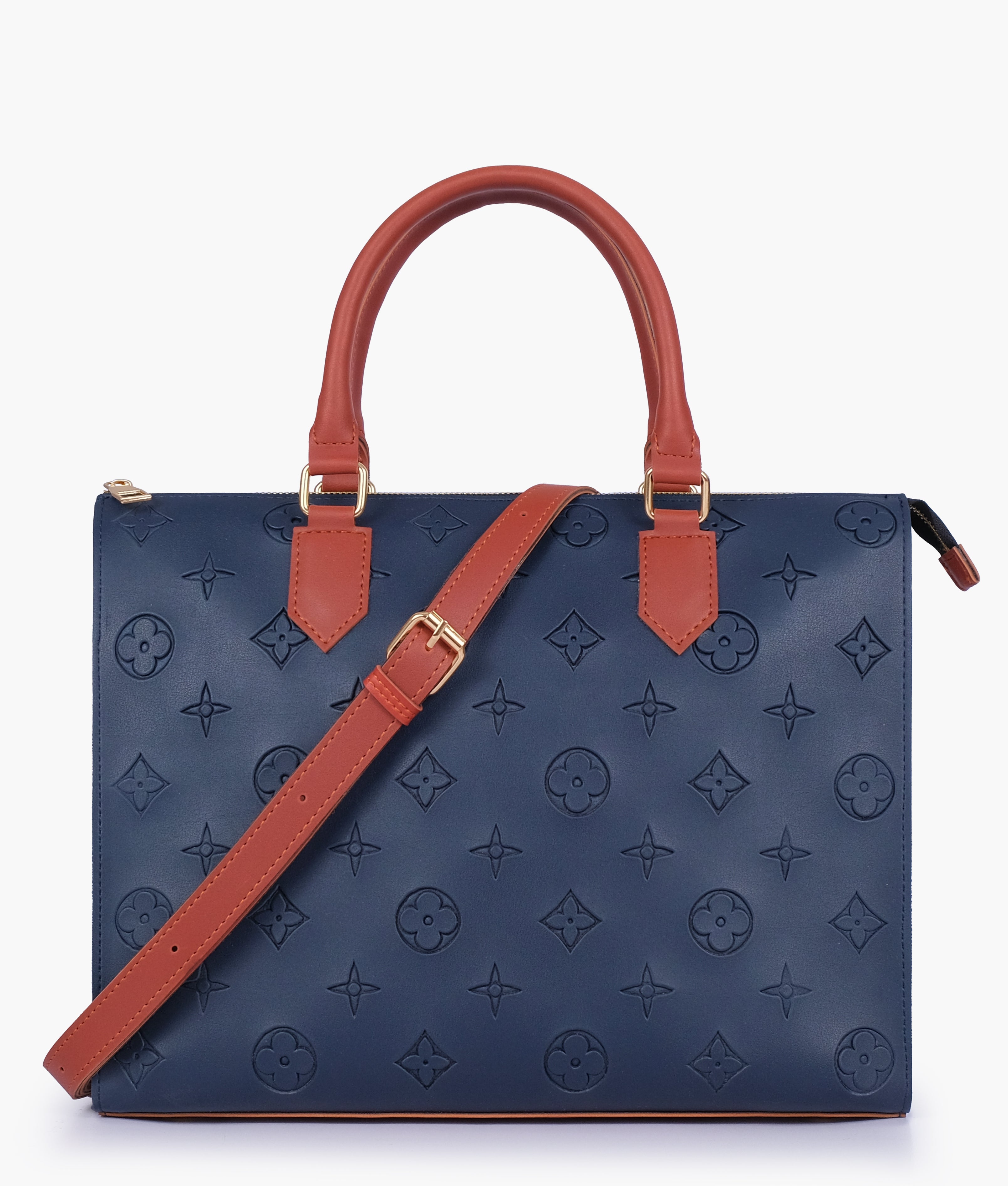 RTW Creation - Blue and rust on-the-go handbag