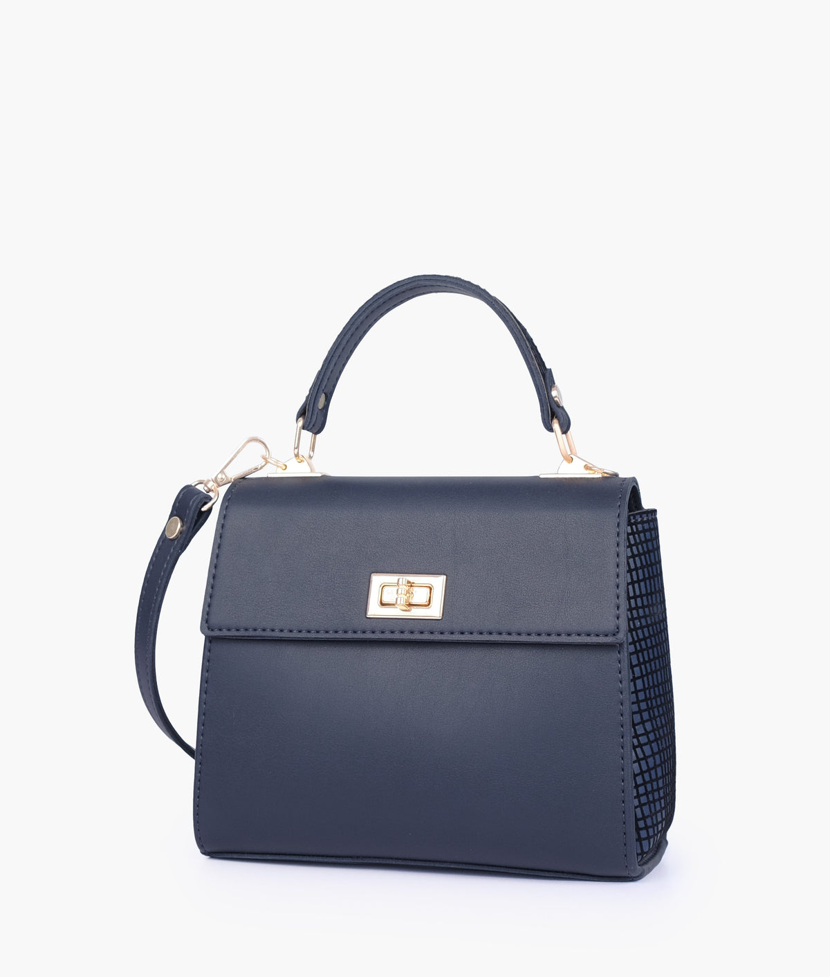 RTW Creation - Blue criss-cross top-handle bag