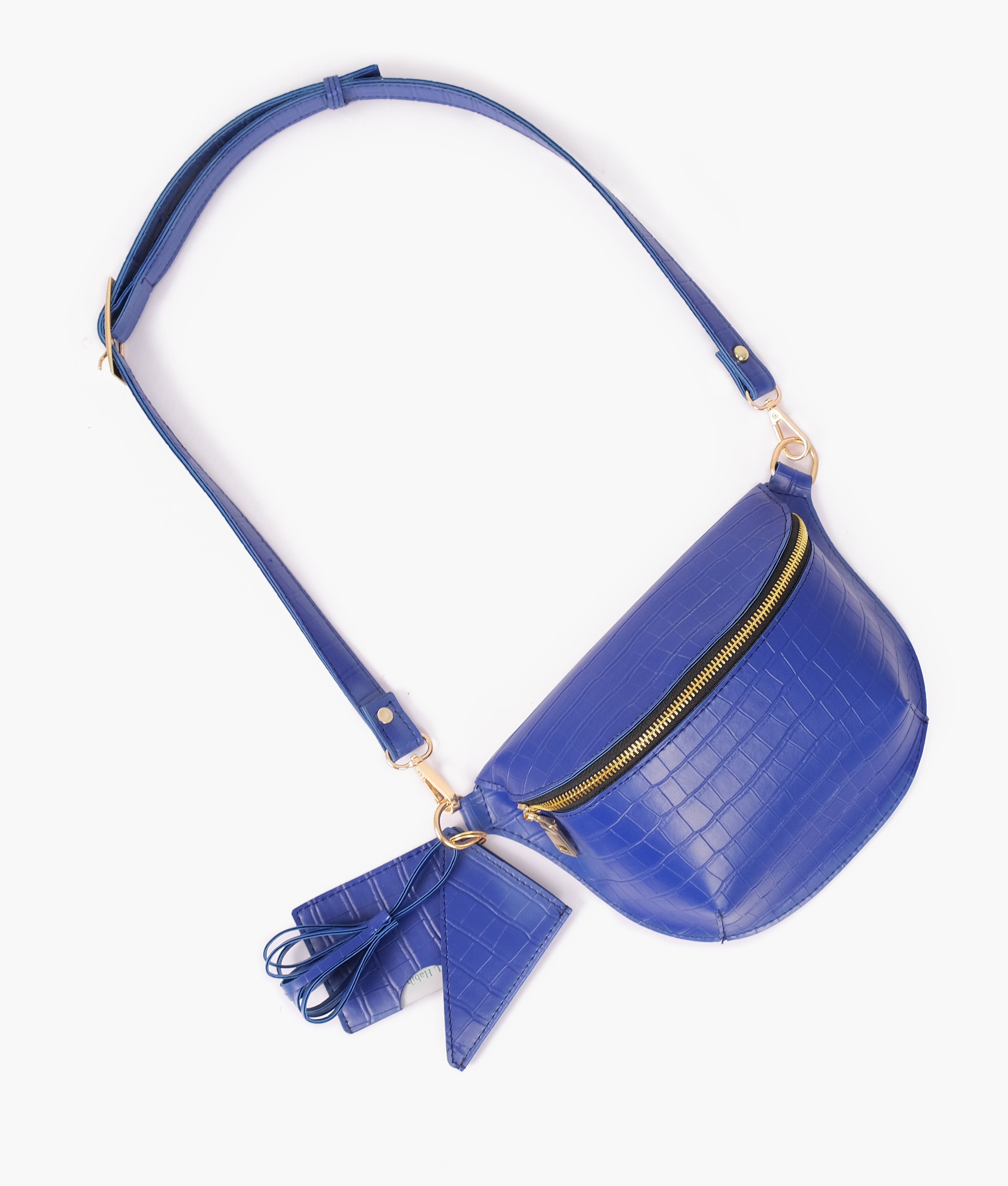 RTW Creation - Blue crocodile belt bag