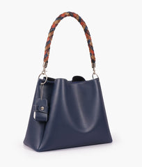 RTW Creation - Blue handbag with braided handle