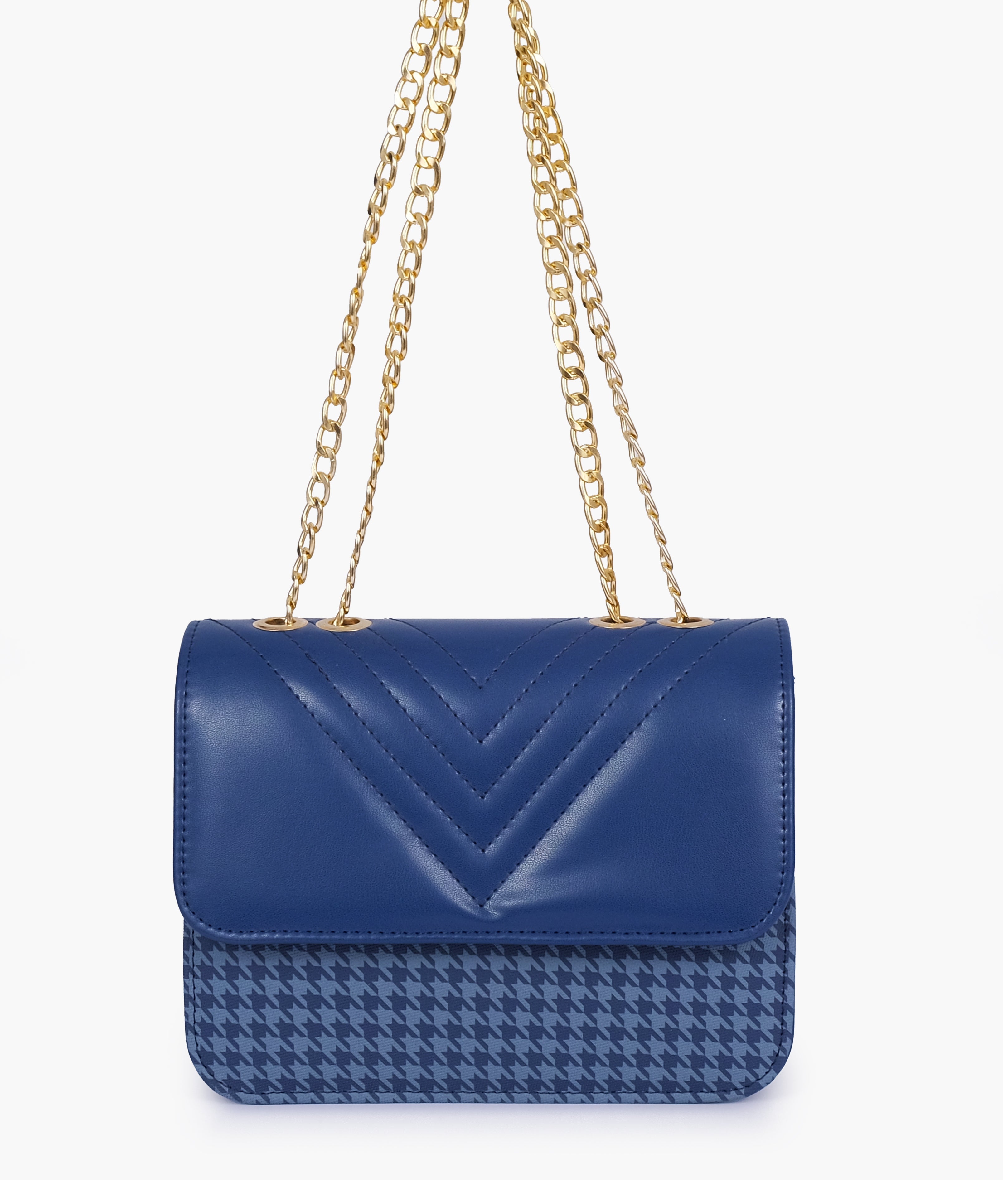 RTW Creation - Blue houndstooth chain cross-body bag