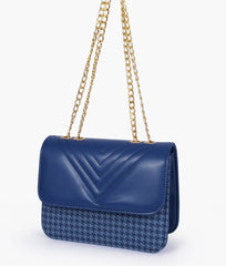 RTW Creation - Blue houndstooth chain cross-body bag