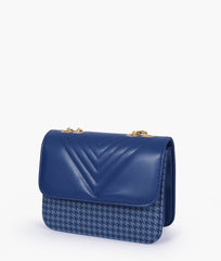 RTW Creation - Blue houndstooth chain cross-body bag