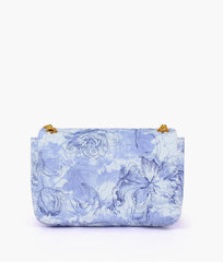 RTW Creation - Blue printed mini bag with chain