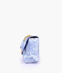 RTW Creation - Blue printed mini bag with chain