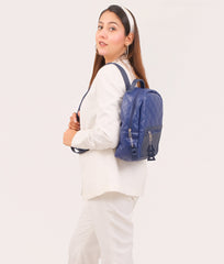 RTW Creation - Blue quilted mini backpack