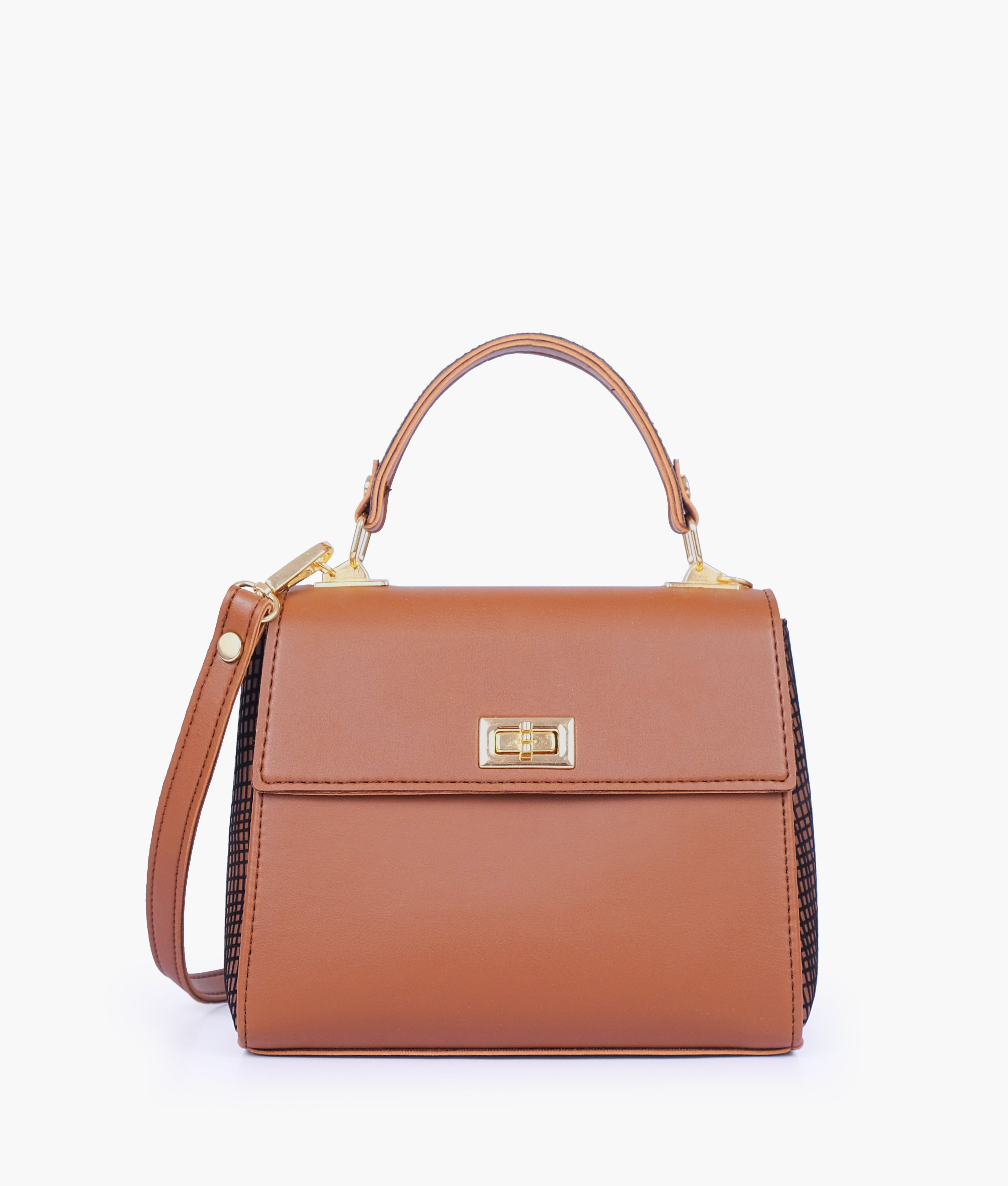 RTW Creation - Brown criss-cross top-handle bag