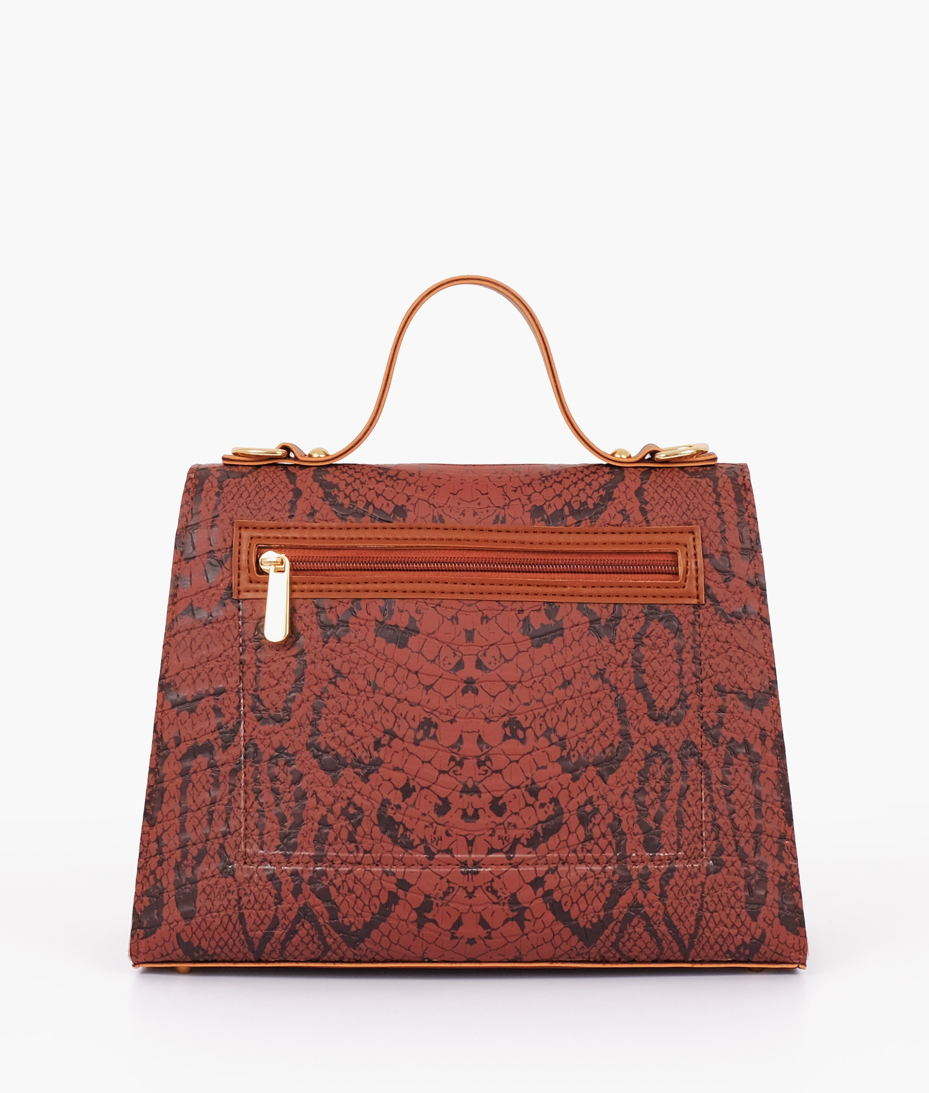 RTW Creation - Brown crocodile cross-body bag with top-handle