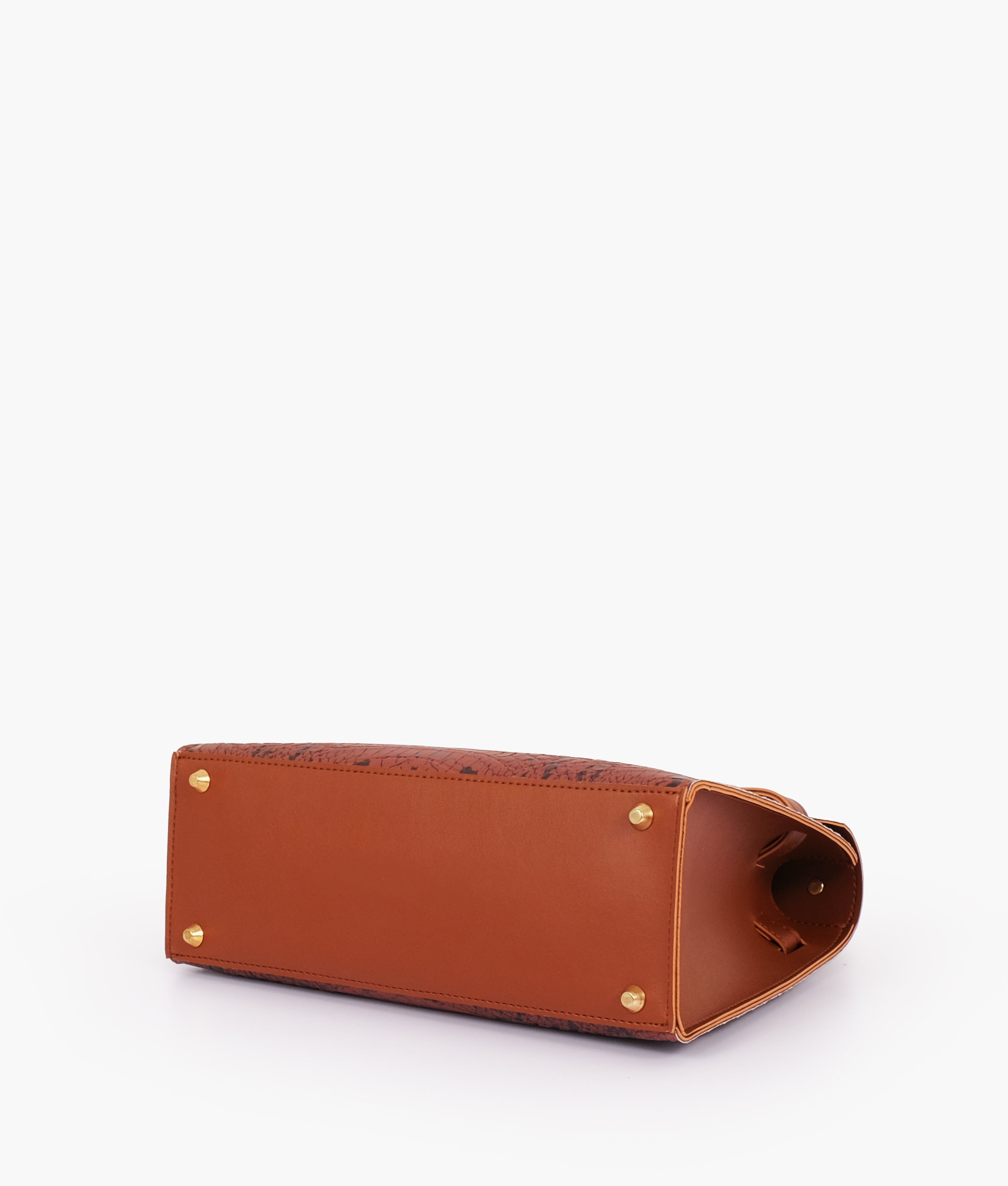 RTW Creation - Brown crocodile cross-body bag with top-handle