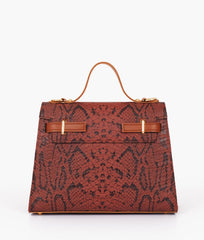 RTW Creation - Brown crocodile cross-body bag with top-handle