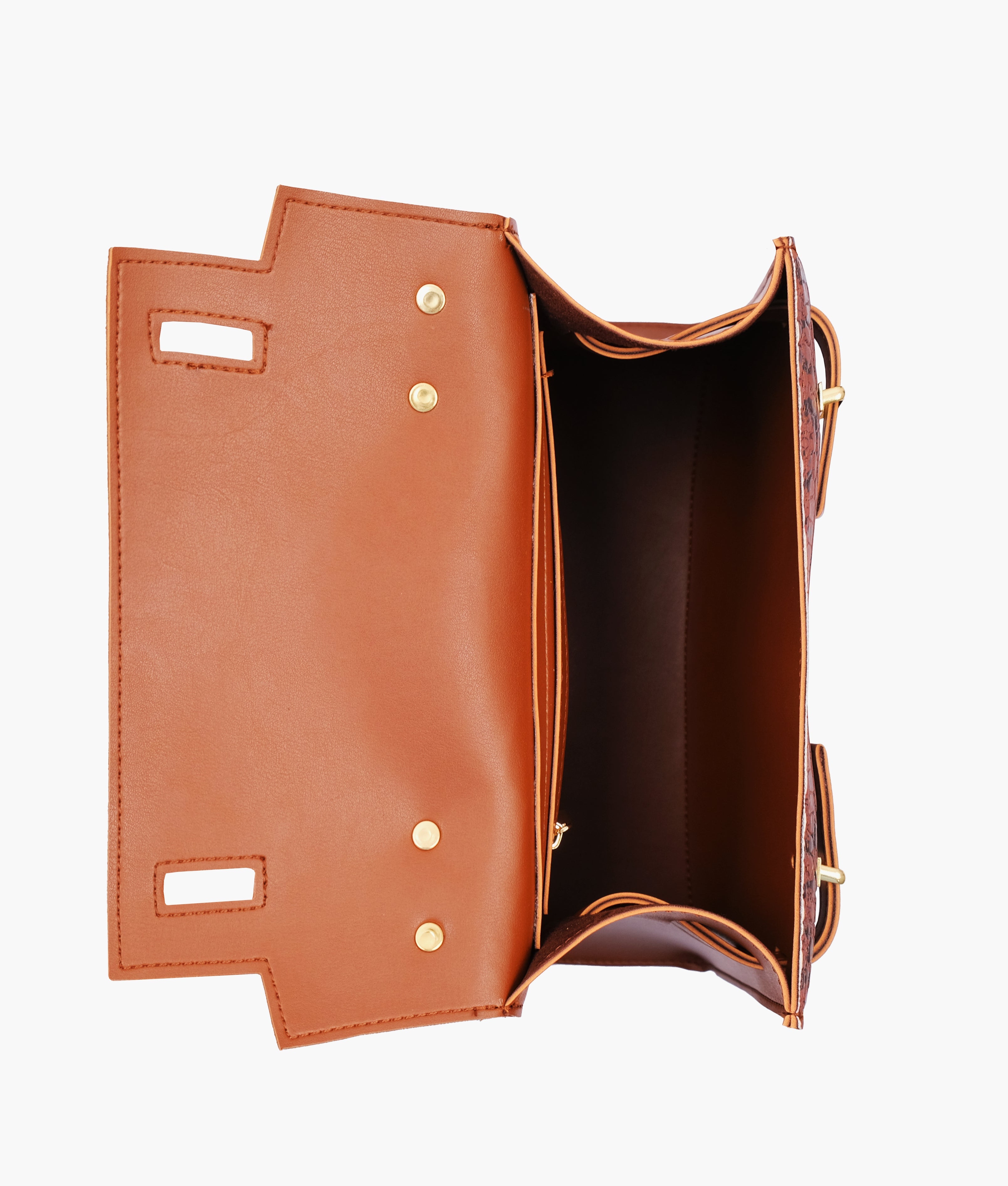 RTW Creation - Brown crocodile cross-body bag with top-handle
