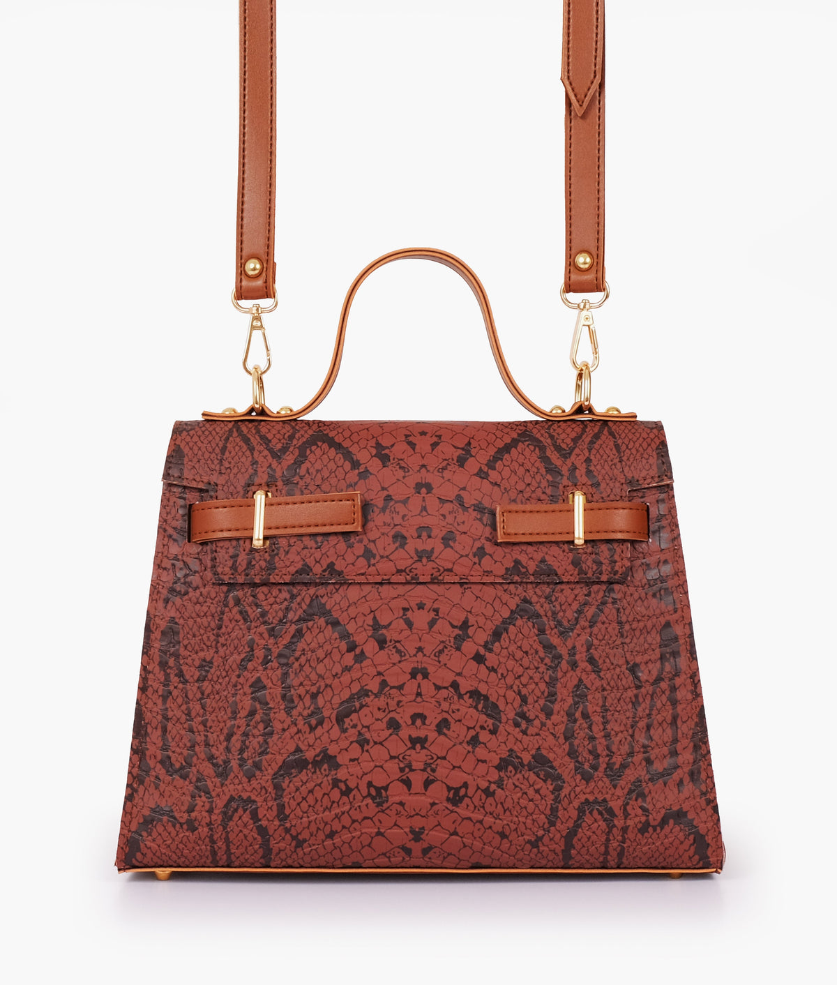 RTW Creation - Brown crocodile cross-body bag with top-handle