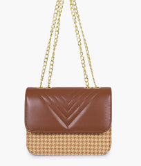 RTW Creation - Brown houndstooth chain cross-body bag