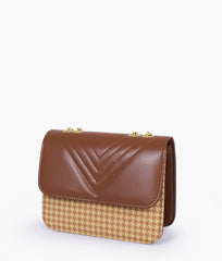 RTW Creation - Brown houndstooth chain cross-body bag