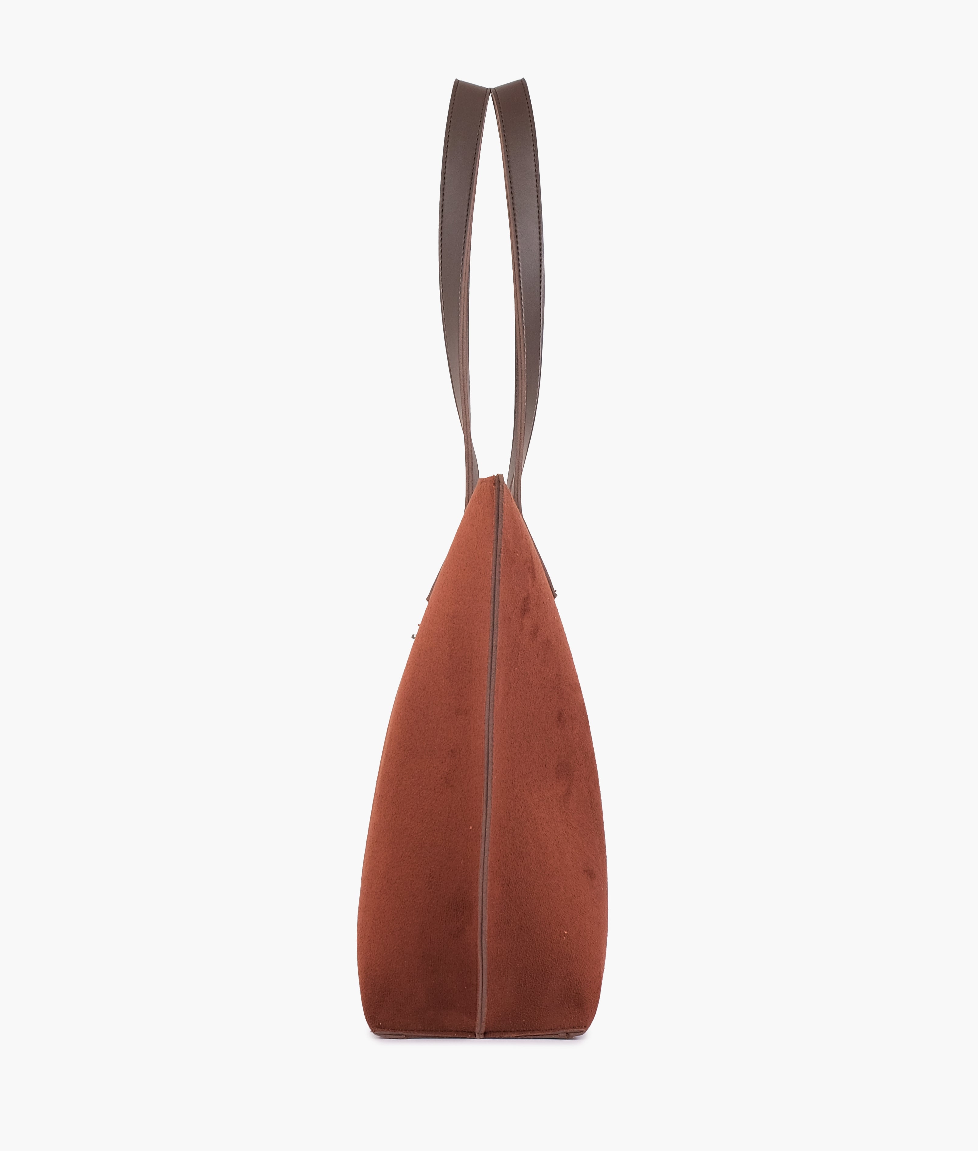 RTW Creation - Dark brown suede long handle tote bag
