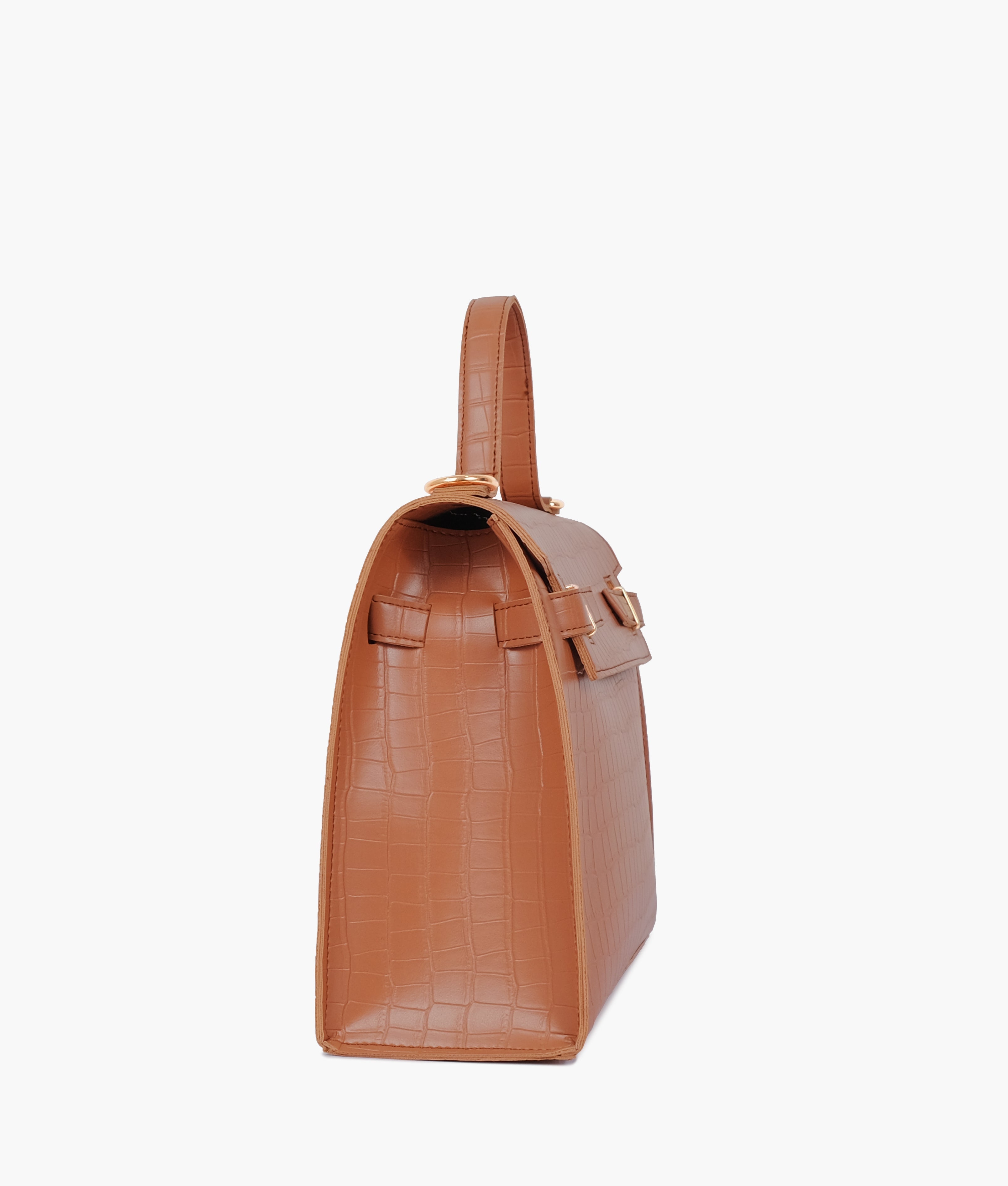 RTW Creation - Brown top-handle crocodile mini bag