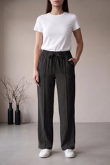 Amna Ali Nawaz Stitched Front Seam Trouser-Black