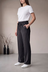 Amna Ali Nawaz Stitched Front Seam Trouser-Black