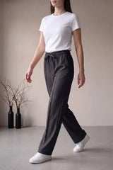 Amna Ali Nawaz Stitched Front Seam Trouser-Black