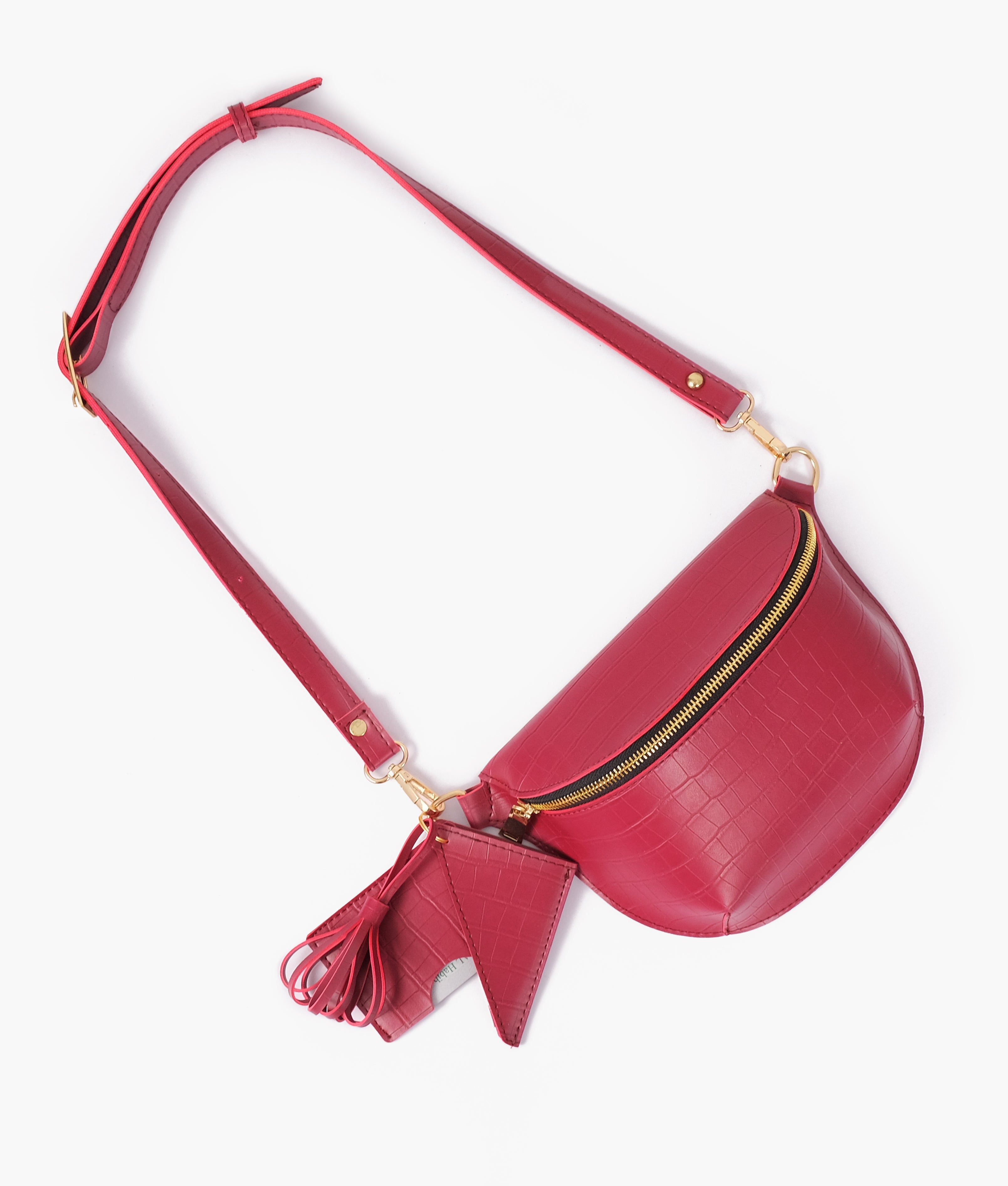RTW Creation - Burgundy crocodile belt bag