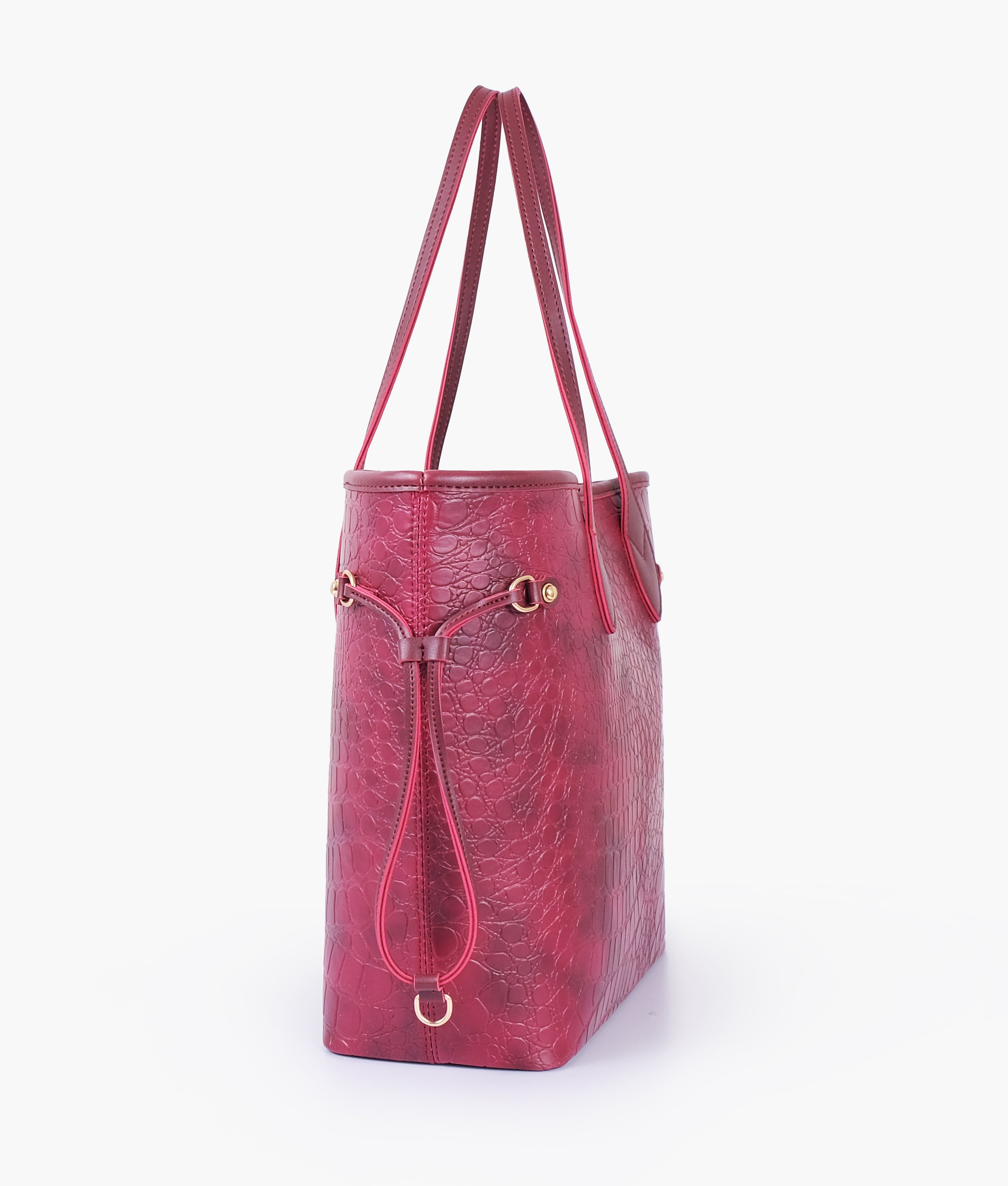 RTW Creation - Burgundy crocodile neverfull tote bag