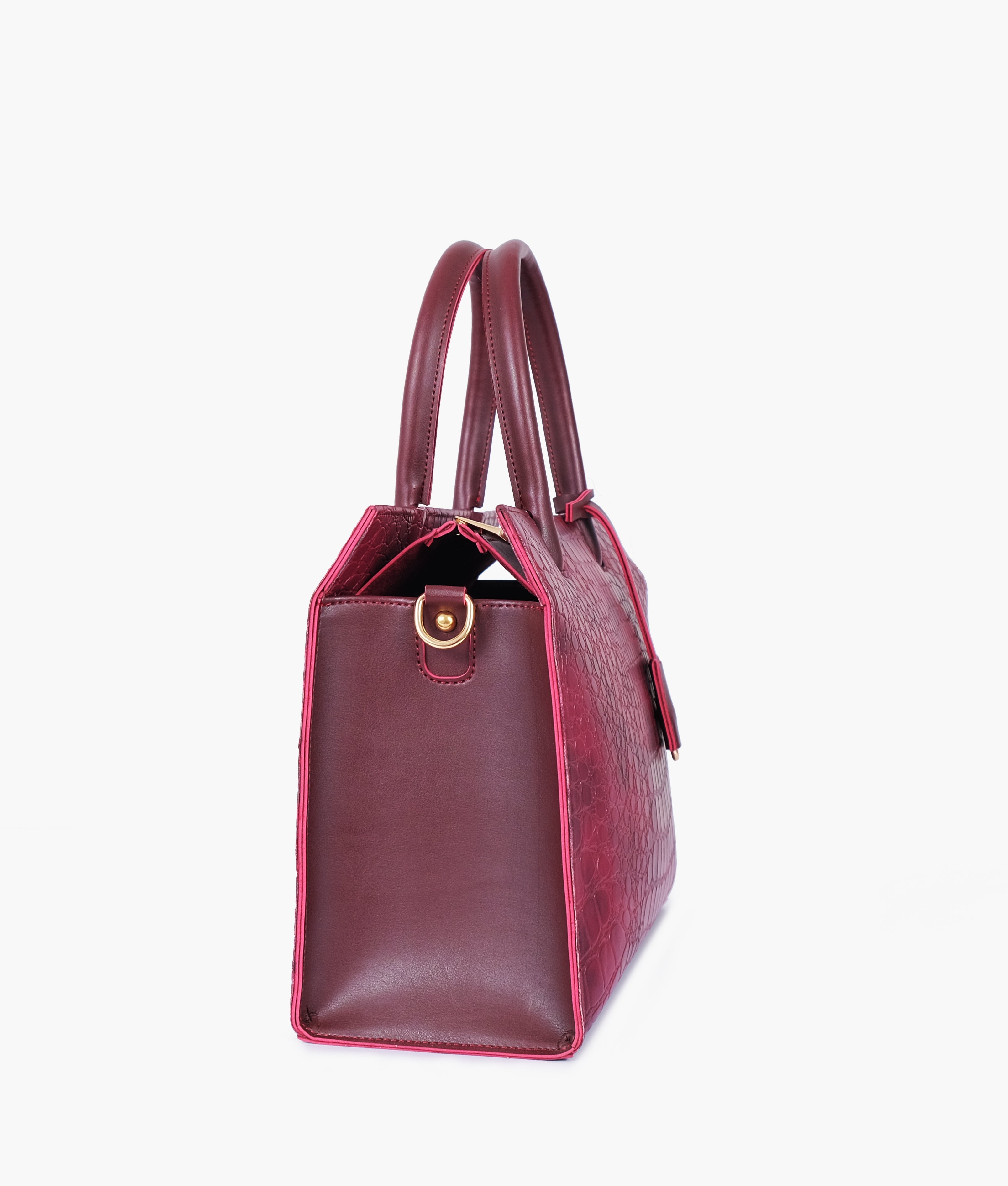 RTW Creation - Burgundy crocodile vintage handbag