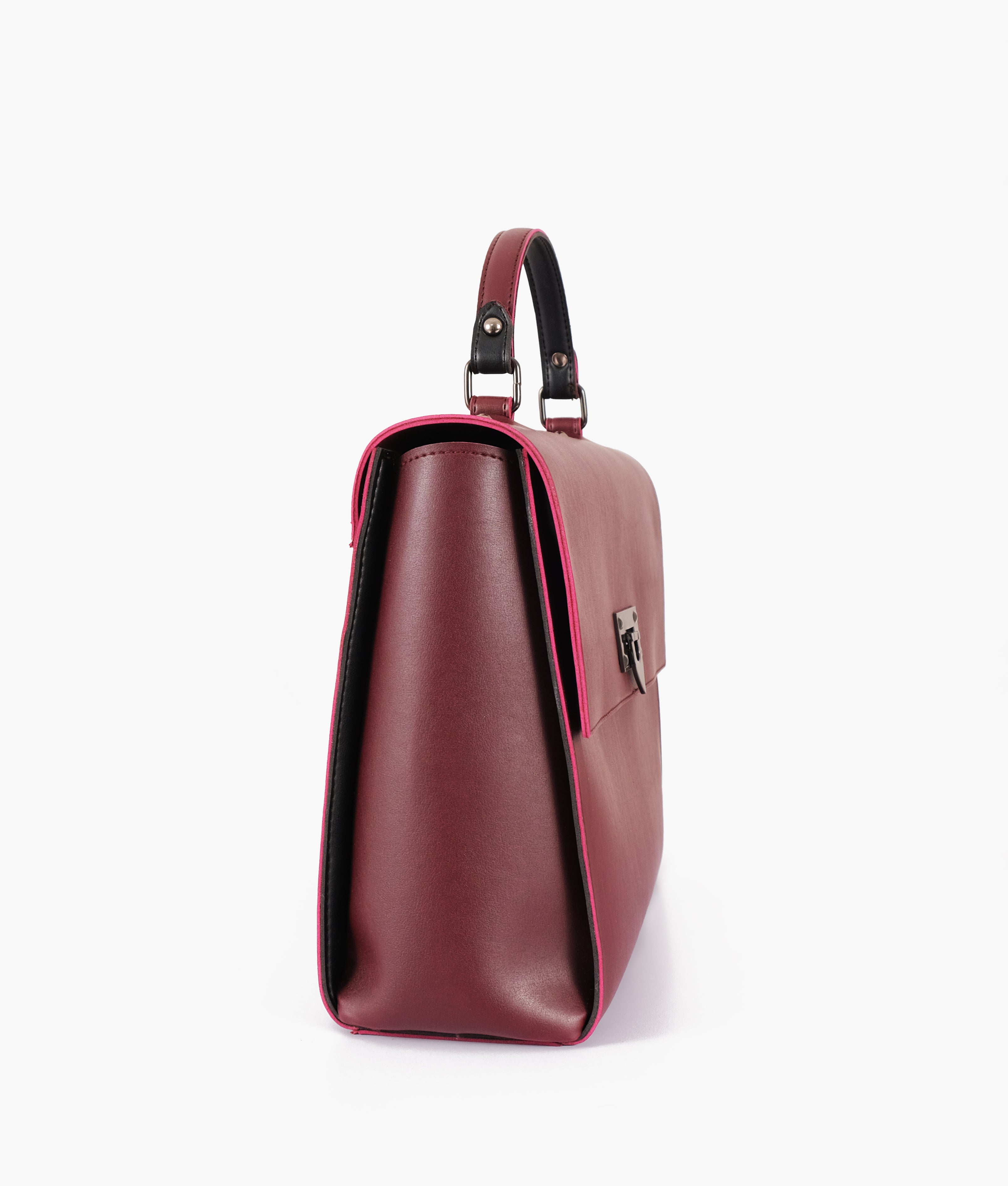 RTW Creation - Burgundy flap-over top-handle bag