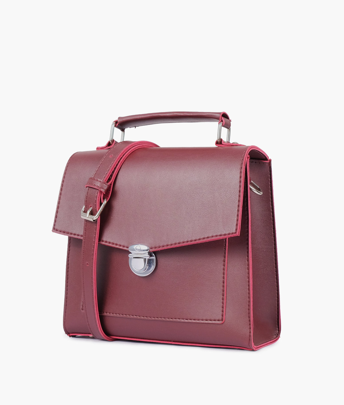 RTW Creation - Burgundy push-lock messenger bag