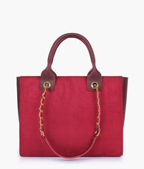 RTW Creation - Burgundy suede chain handle tote