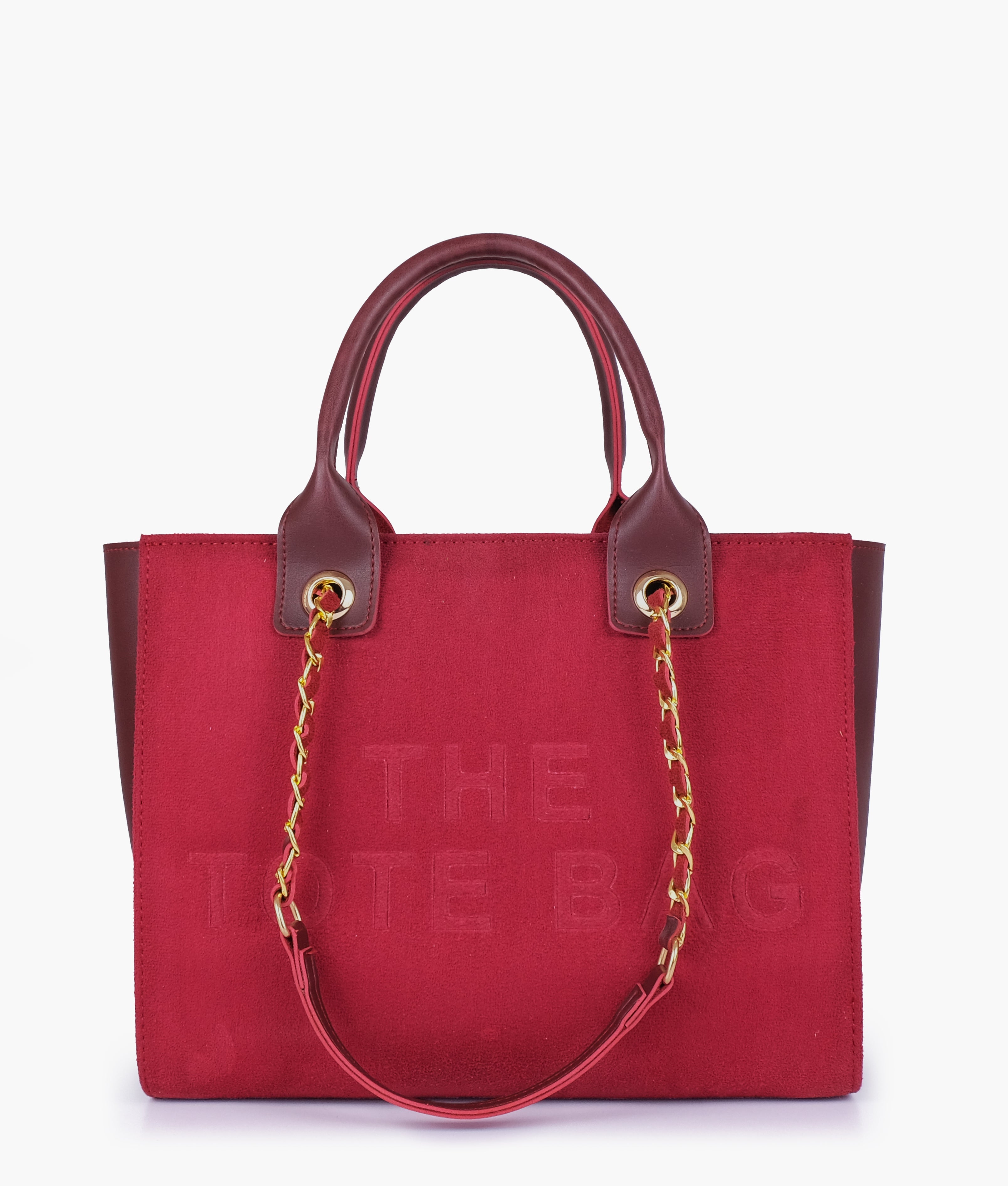 RTW Creation - Burgundy suede chain handle tote