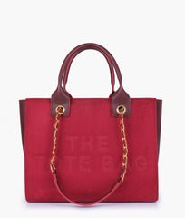 RTW Creation - Burgundy suede chain handle tote