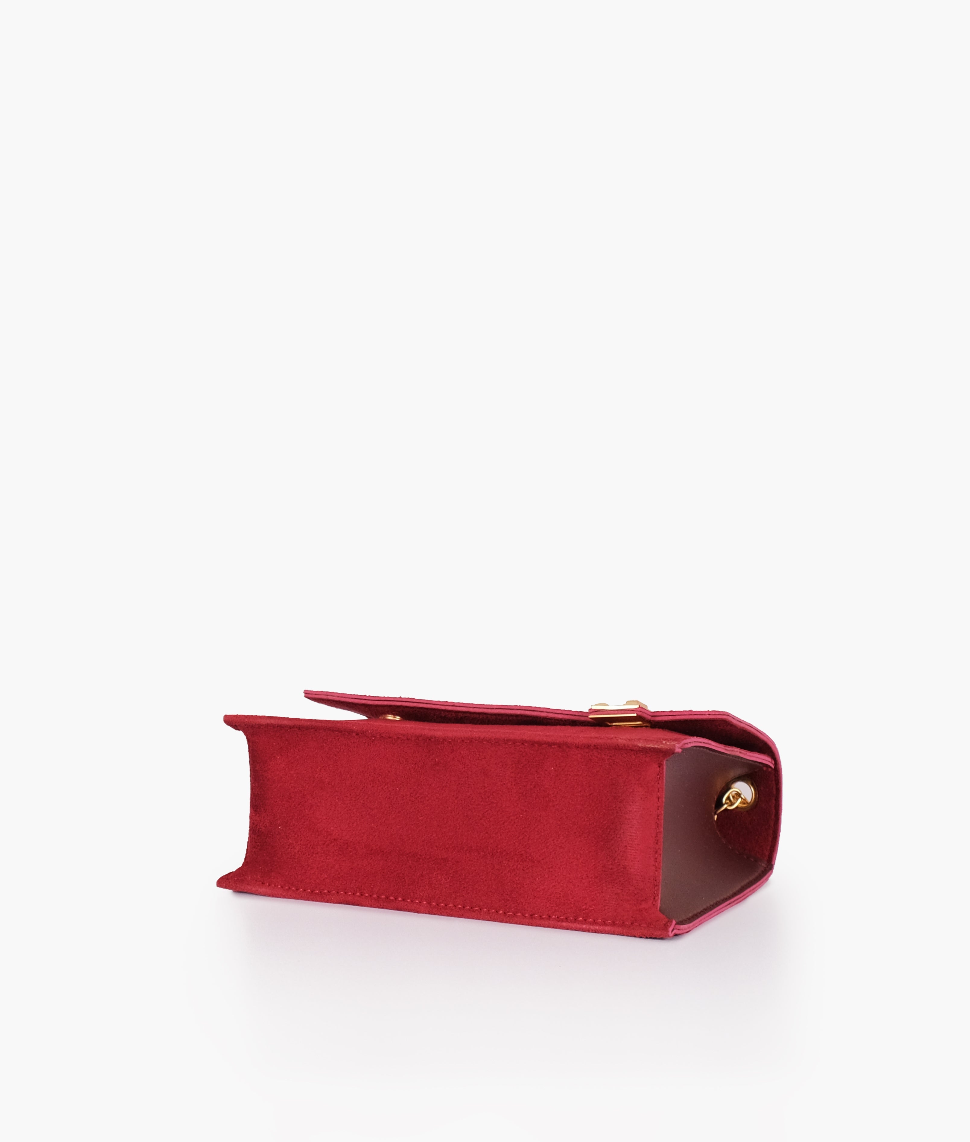 RTW Creation - Burgundy suede chain shoulder bag with twist lock