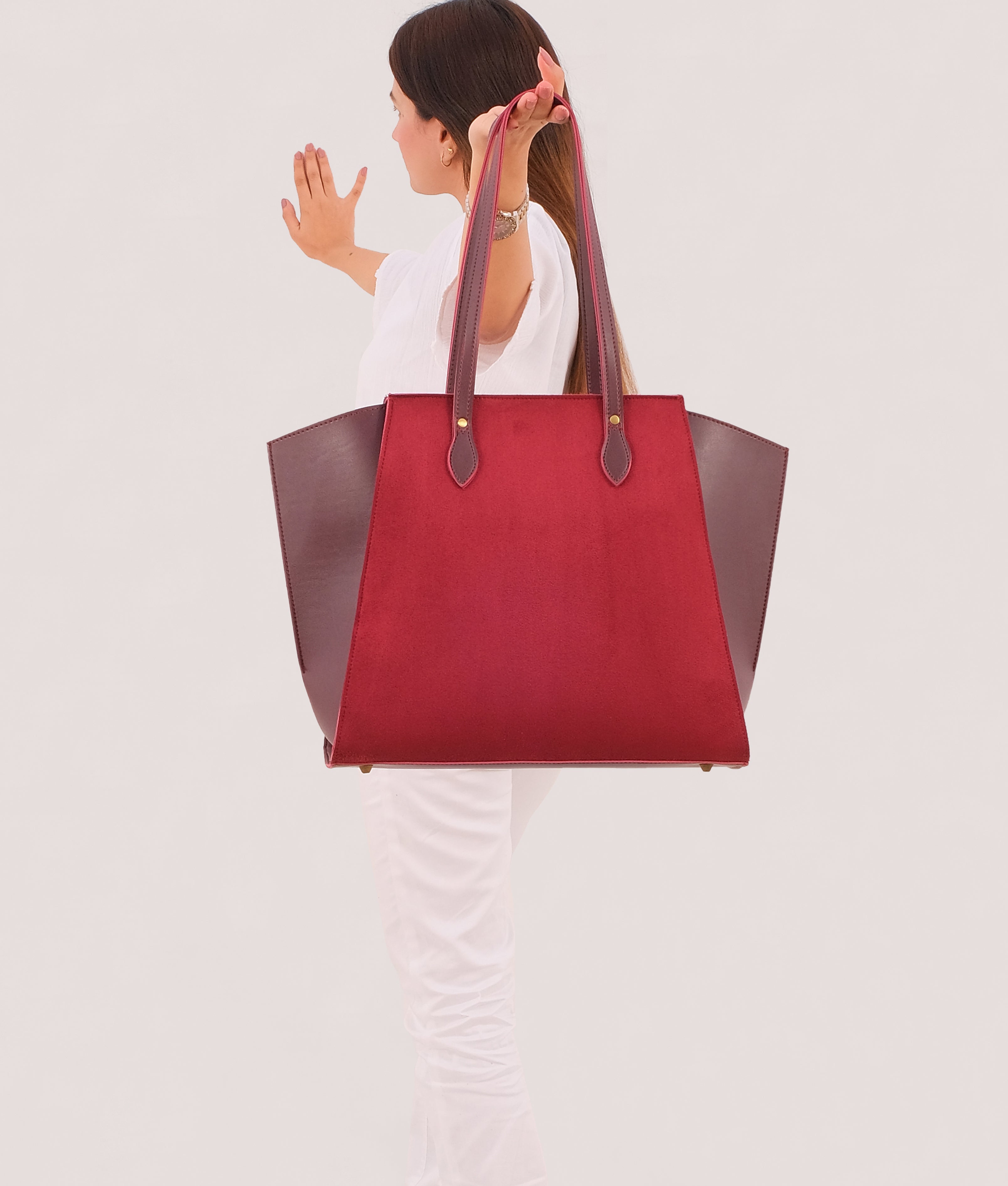 RTW Creation - Burgundy suede classic tote bag