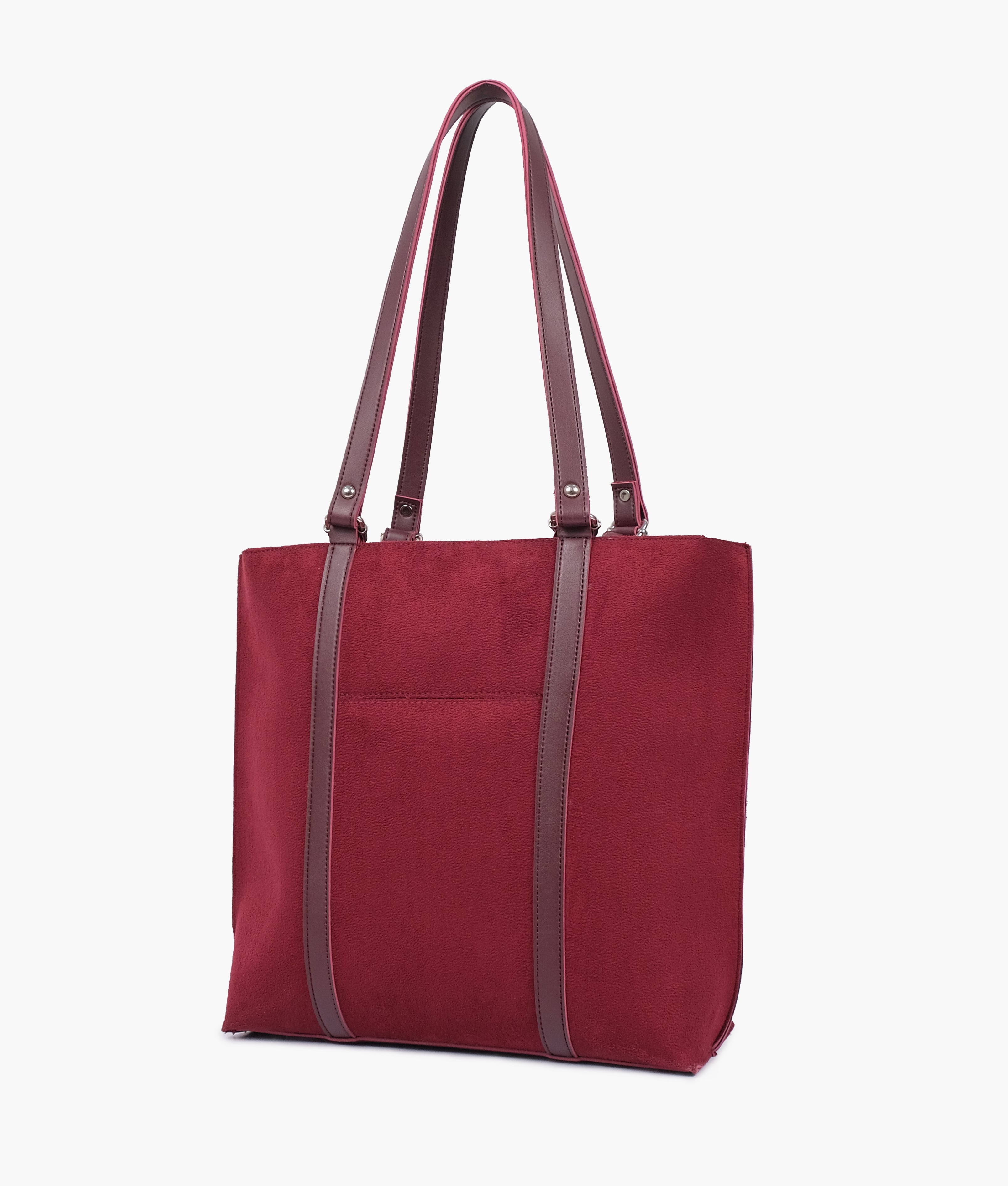 RTW Creation - Burgundy suede double-handle tote bag