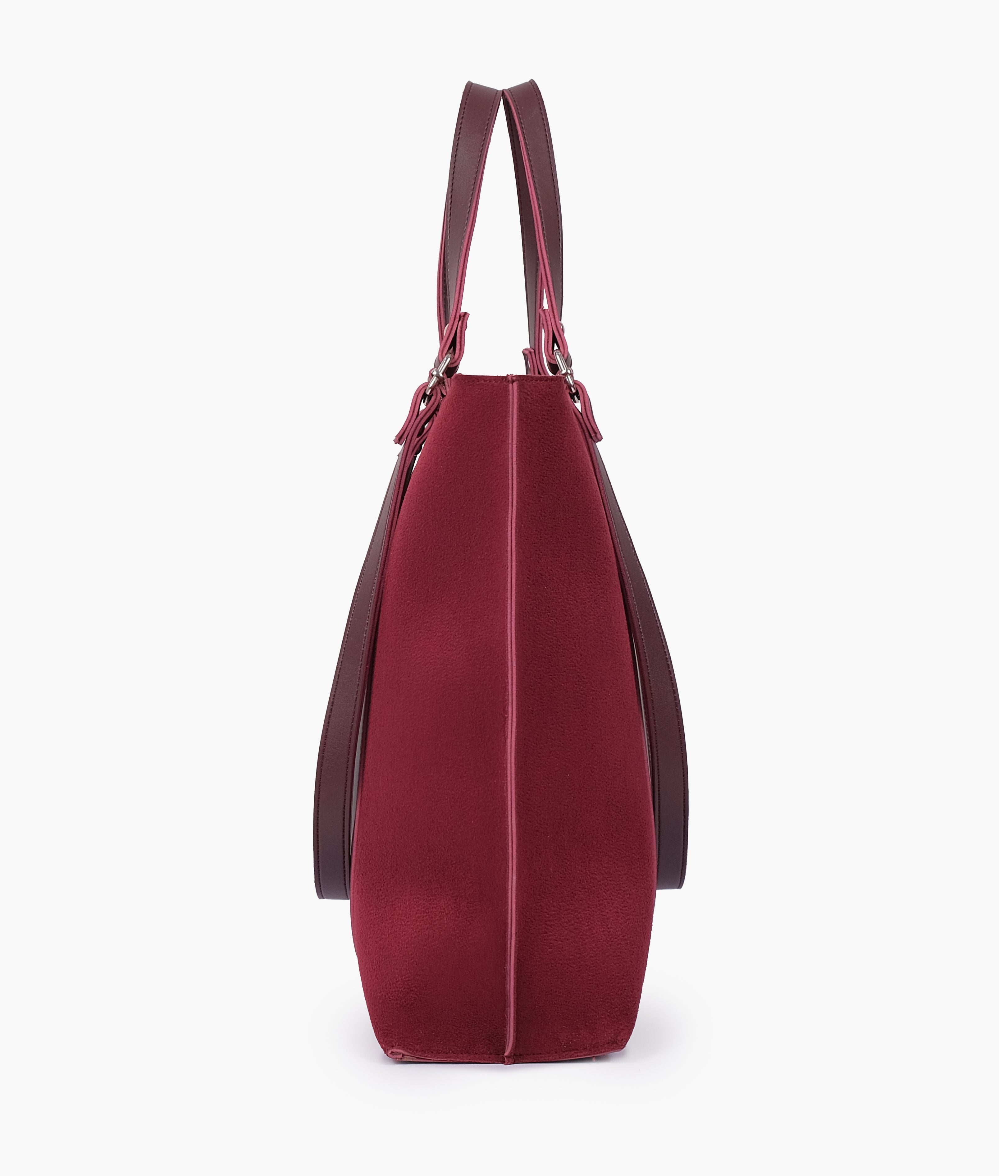 RTW Creation - Burgundy suede double-handle tote bag