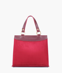 RTW Creation - Burgundy suede front lock top-handle mini bag