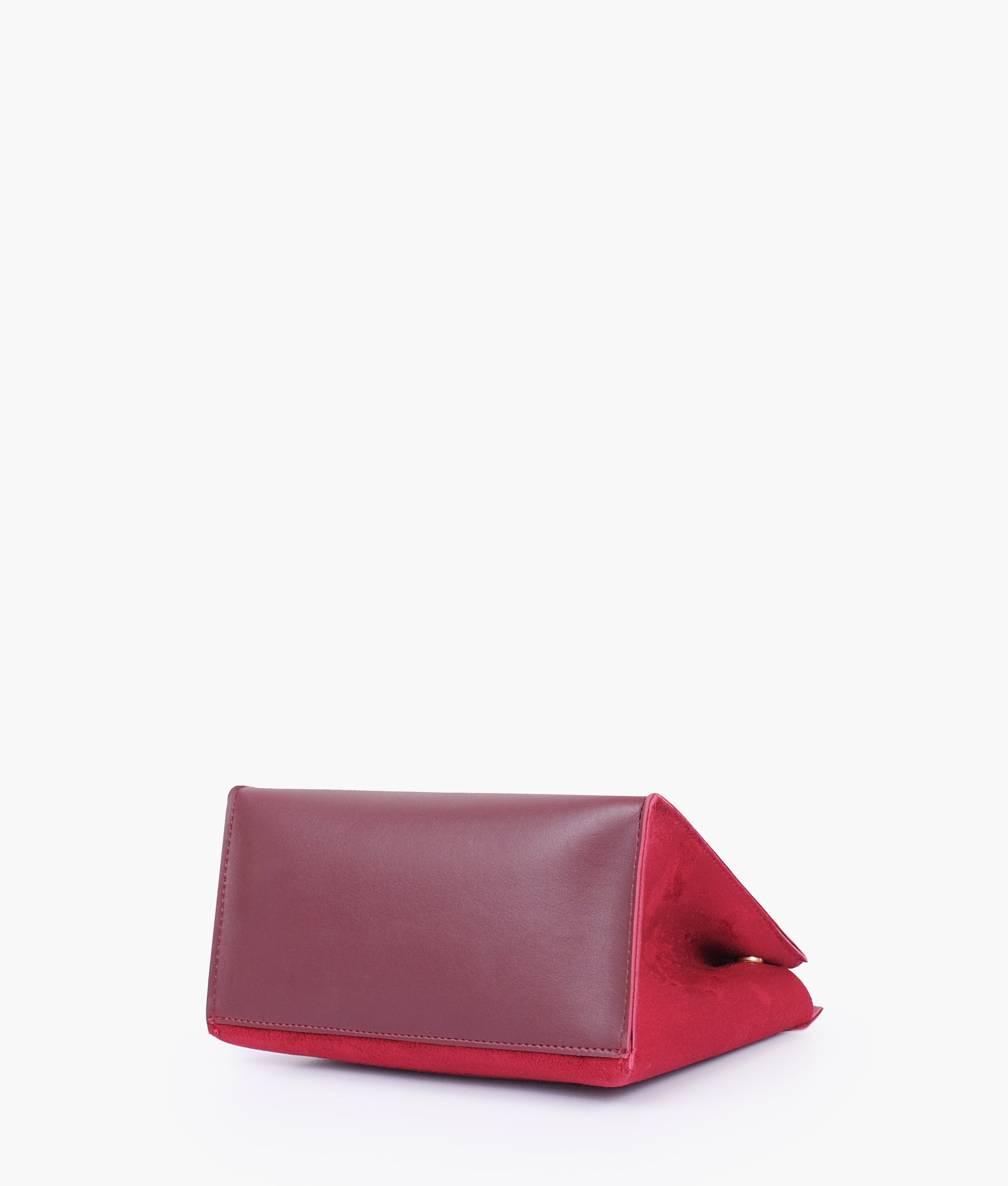 RTW Creation - Burgundy suede front lock top-handle mini bag