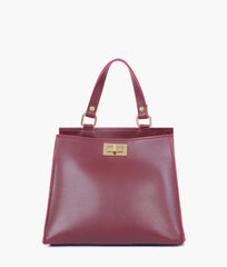 RTW Creation - Burgundy suede front lock top-handle mini bag