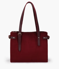 RTW Creation - Burgundy suede satchel tote bag