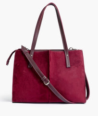 RTW Creation - Burgundy suede work tote bag