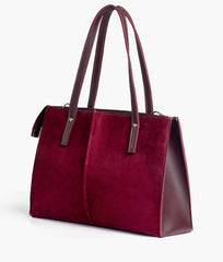 RTW Creation - Burgundy suede work tote bag